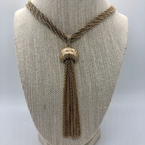Sold!!!Vintage Mushroom Cap Chain Tassel Necklace